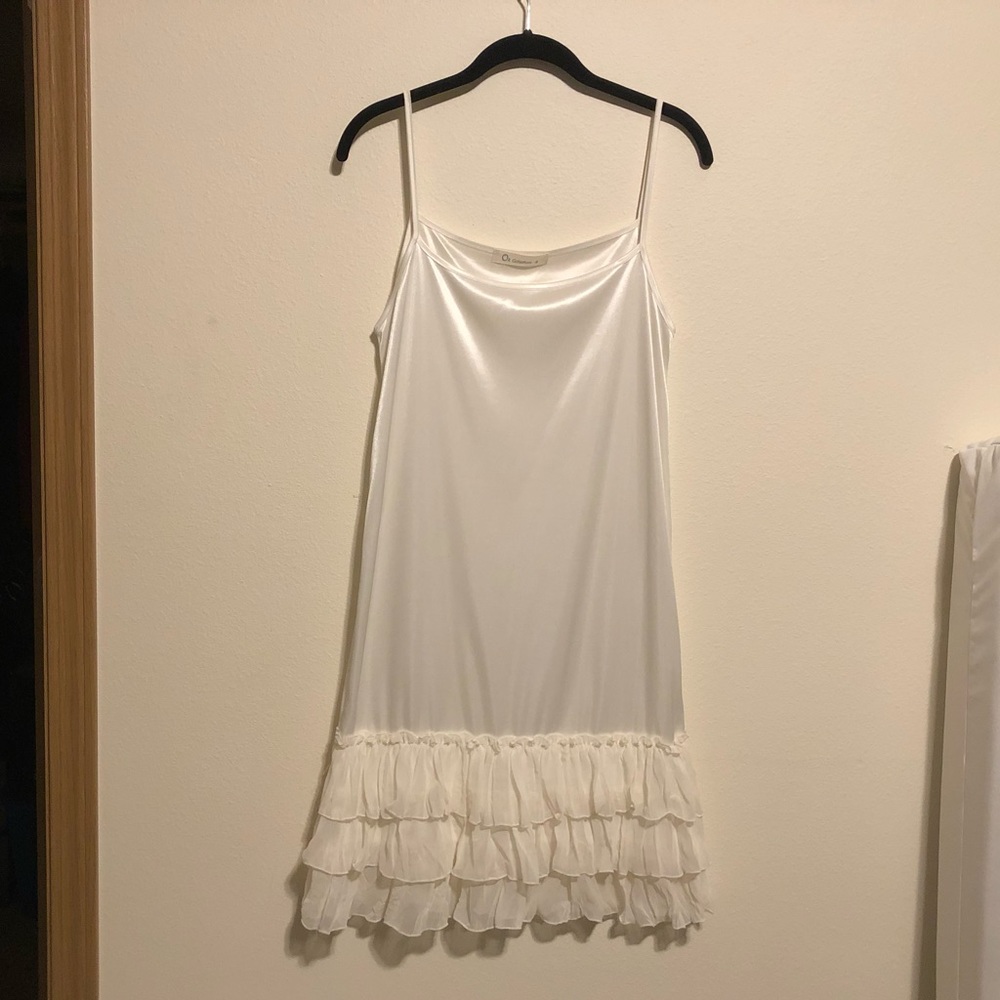 Silky ruffle slip